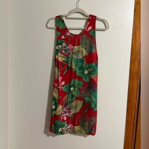 Roxy Red Tropical Palm Floral Dress Open Back Shift Crochet